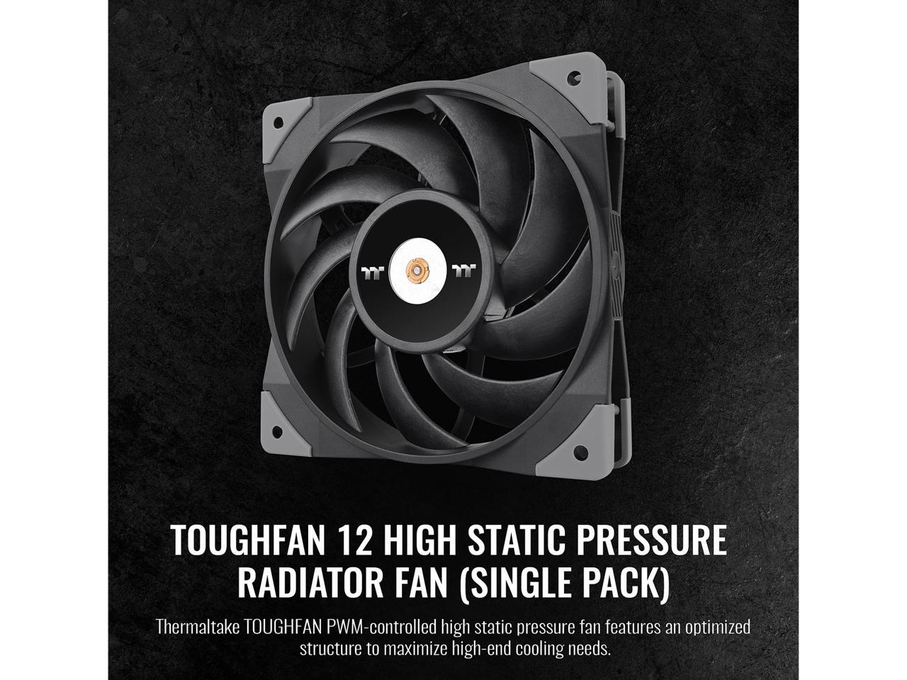 Thermaltake ToughFan 12 High Static Pressure 2000 PWM, Metal-Reinforced Motor Hub, Gen.2 Hydraulic Bearing Case/ Radiator Fan (Single Pack) CL-F117-PL12BL-A