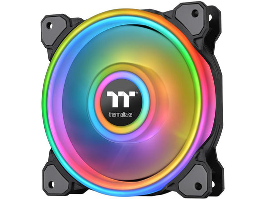 Thermaltake Riing Quad 120mm 16.8 Million RGB Color (Alexa, Razer Chroma) Software Enabled 4 Light Rings 54 Addressable LED 9 Blades Hydraulic Bearing Case/Radiator Fan, Single Pack, CL-F088-PL12SW-C