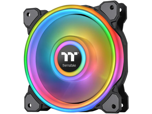 Thermaltake Riing Quad 140mm 16.8 Million RGB Color (Alexa, Razer Chroma) Software Enabled 4 Light Rings 54 Addressable LED 9 Blades Hydraulic Bearing Case/Radiator Fan, Single Pack, CL-F089-PL14SW-C