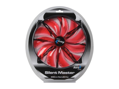 AeroCool Silent Master 200mm Red LED Case Fan