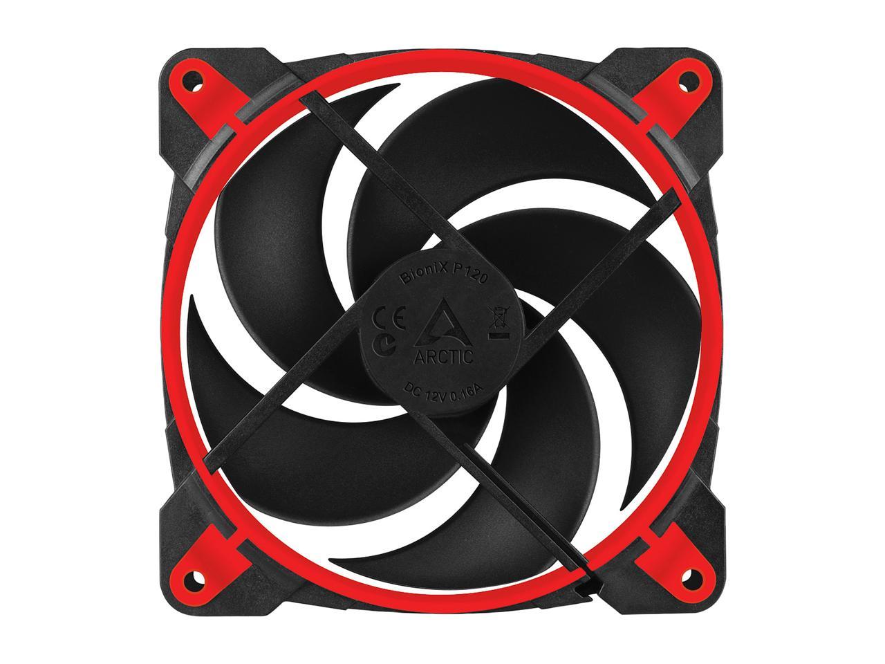 Arctic BioniX P120 (Red) - Pressure-optimised 120 mm Gaming Fan with PWM Sharing Technology (PST)