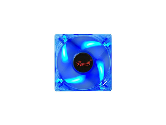 Rosewill RFA-80-BL - 80mm Computer Case Cooling Fan with LP4 Adapter - Transparent Frame & 4 Blue LED Lights, Sleeve Bearing, Silent