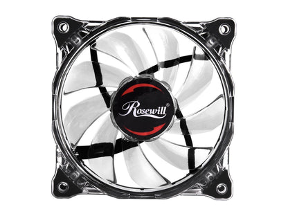 Rosewill RFA-80RL - 120mm CULLINAN Computer Case Cooling Fan with LP4 Adapter - Semi-Transparent Frame & Red LED Lights, Sleeve Bearing, Silent