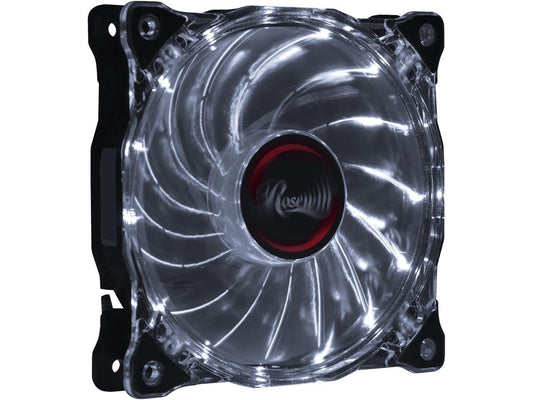 Rosewill RFA-80WL - 120mm CULLINAN Computer Case Cooling Fan with LP4 Adapter - Semi-Transparent Frame & White LED Lights, Sleeve Bearing, Silent