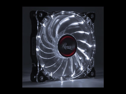 Rosewill RFA-80WL - 120mm CULLINAN Computer Case Cooling Fan with LP4 Adapter - Semi-Transparent Frame & White LED Lights, Sleeve Bearing, Silent