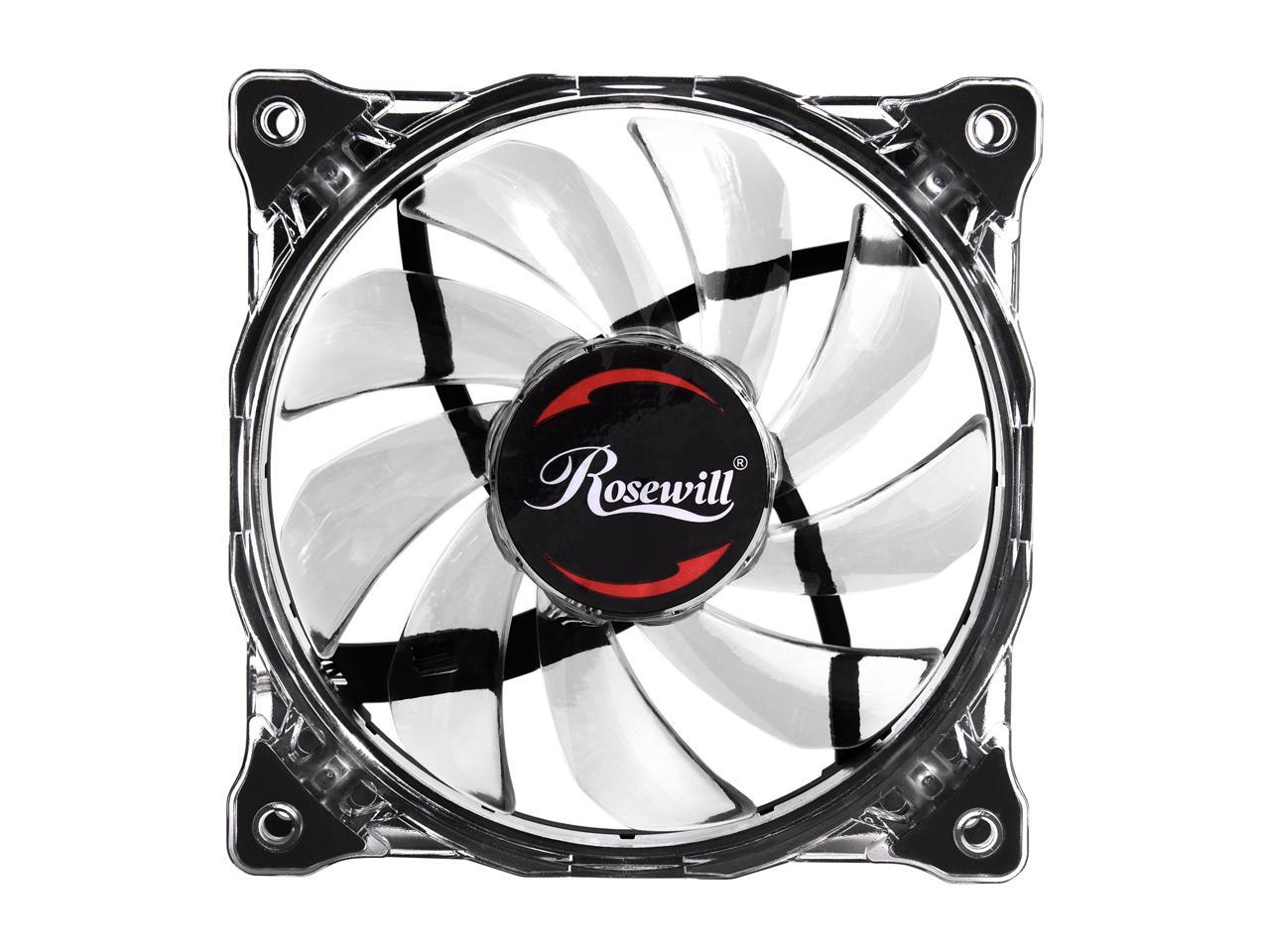 Rosewill RFA-80WL - 120mm CULLINAN Computer Case Cooling Fan with LP4 Adapter - Semi-Transparent Frame & White LED Lights, Sleeve Bearing, Silent