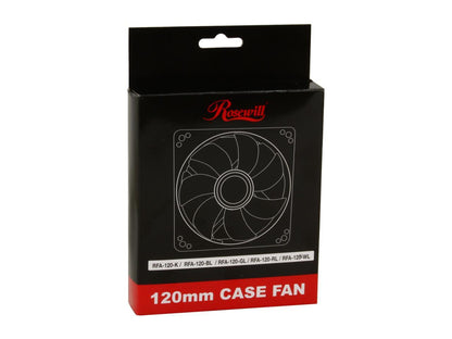 Rosewill RFA-120-BL - 120mm Computer Case Cooling Fan with LP4 Adapter - Blue Frame & 4 Blue LED Lights, Sleeve Bearing, Silent Case Fan