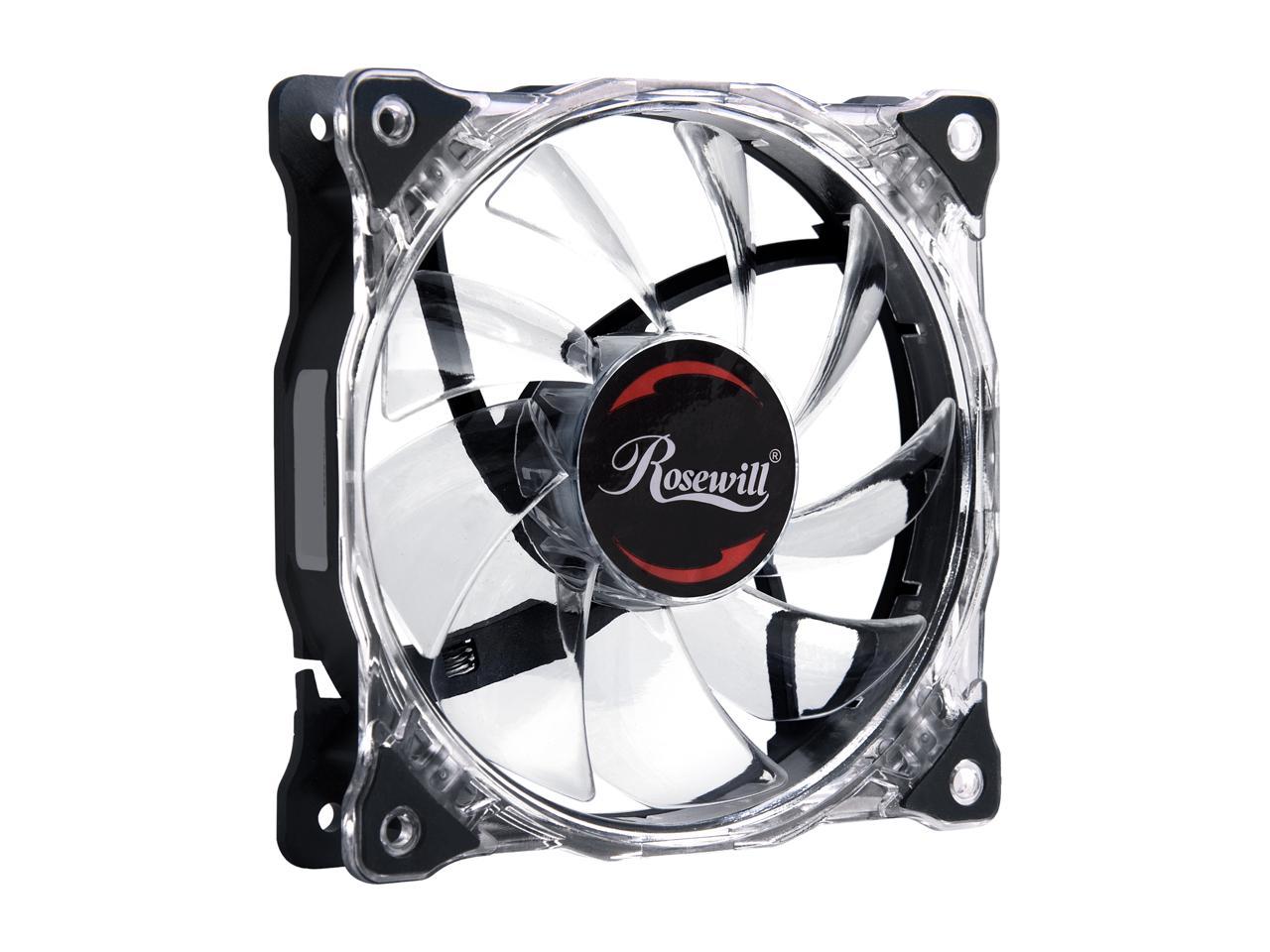 Rosewill RFA-120-WL - 120mm CULLINAN Computer Case Cooling Fan with LP4 Adapter - Semi-Transparent Frame & Blue LED Lights, Sleeve Bearing, Silent