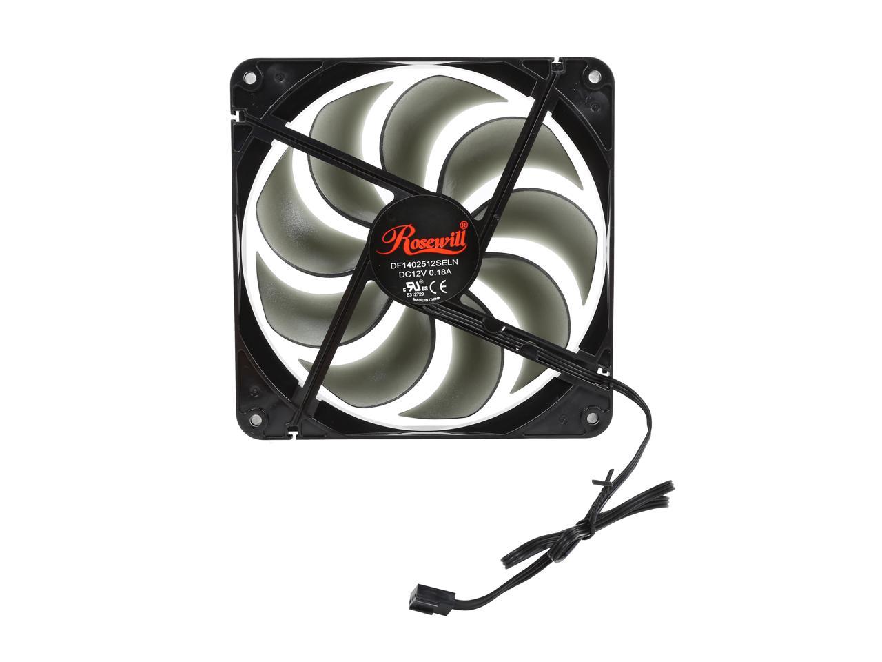 Rosewill RABF-131409 - 140mm Computer Case Cooling Fan with LP4 Adapter - Black Frame & Smoke Blades, Sleeve Bearing, Silent