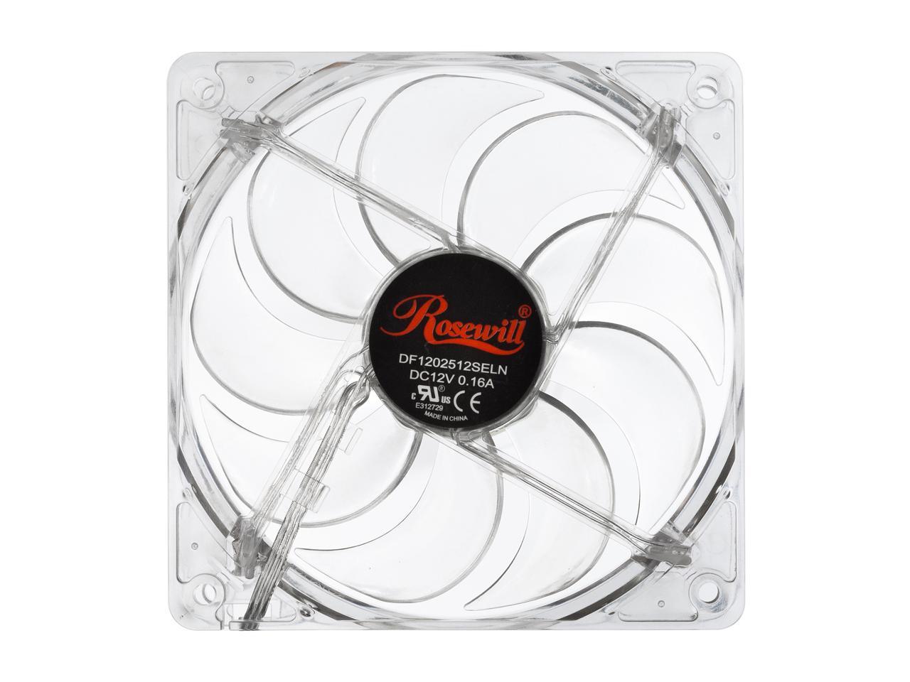 Rosewill RFTL-131209B - 120mm Computer Case Fan / Computer Case Cooling Fan with LP4 Adapter - Transparent Frame & 4 Blue LED Lights, Fluid Dynamic Bearing, Silent