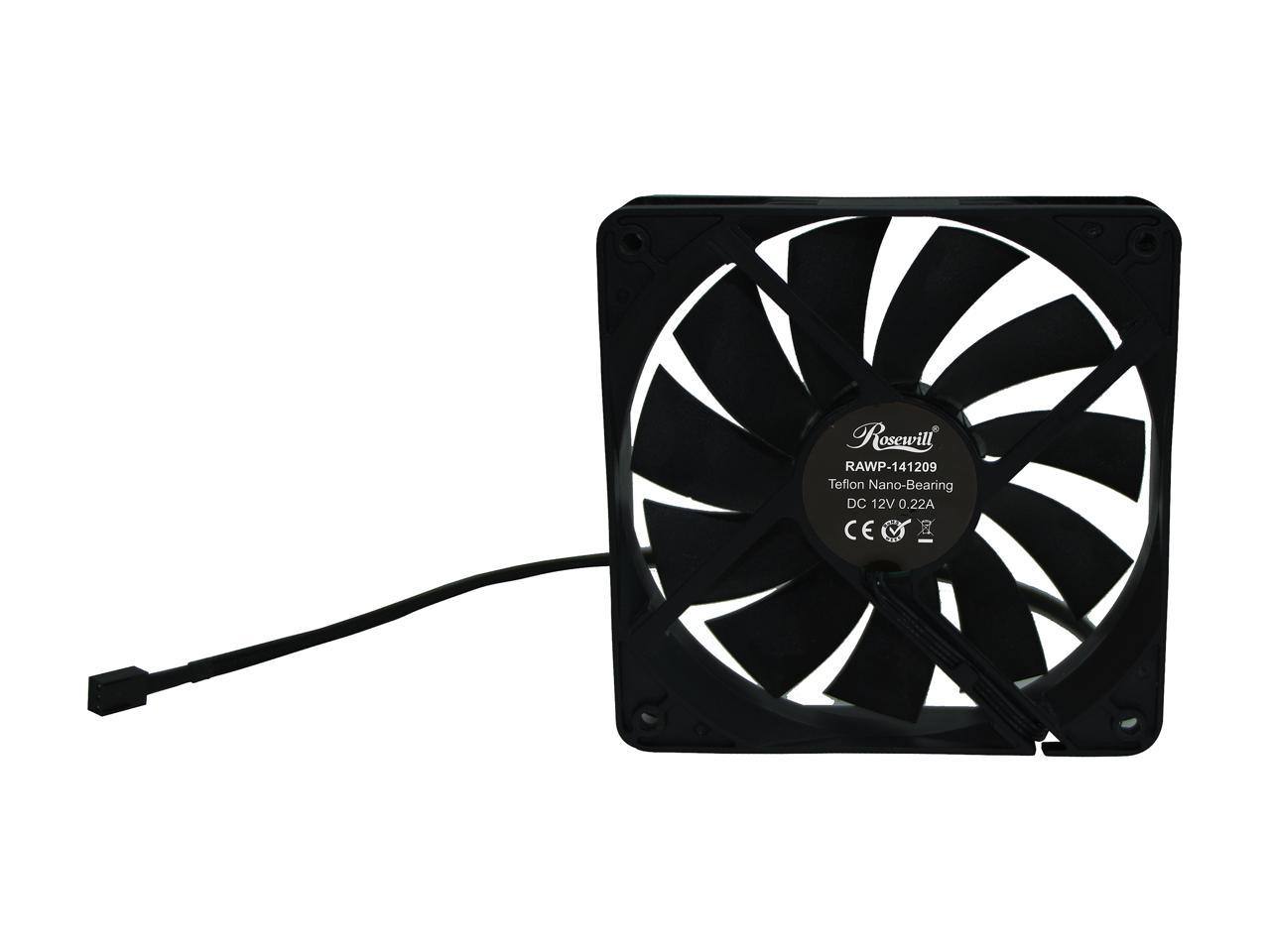 Rosewill RAWP-141209v2 - 120mm Computer Case Cooling Fan - Seal IP56 Dust Resistant, Splash Proof with Pulse Width Modulation (PWM) Speed Control & High End Teflon Nano Bearing