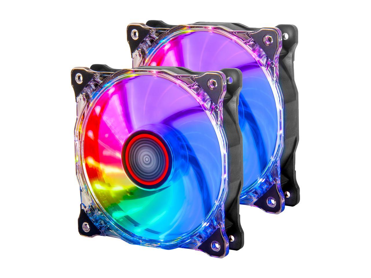 Rosewill RGBF-17002 RGB Case Fan Set, 120mm Case Fans with 17-Key Remote Control & 8-Port RGB Fan Hub, 2 x 120 mm RGB Case Fans Set Ultra Quiet PC Fan Set (2-Pack)