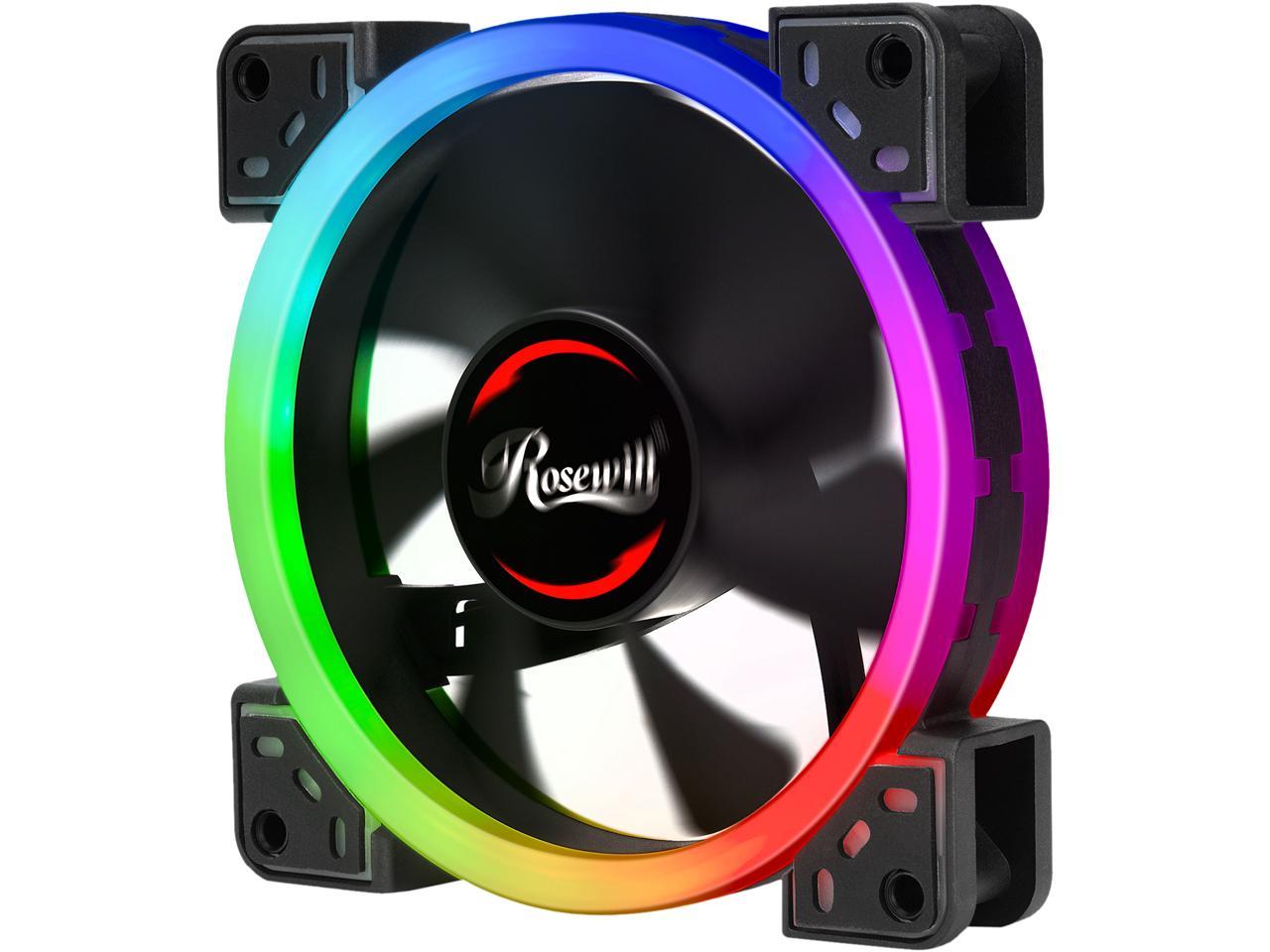 Rosewill 120mm True RGB LED Case Fan (1-Pack), Dual Ring Addressable RGB, Ultra Quiet Cooling with Long Life Rifle Bearing - RGBF-S12002