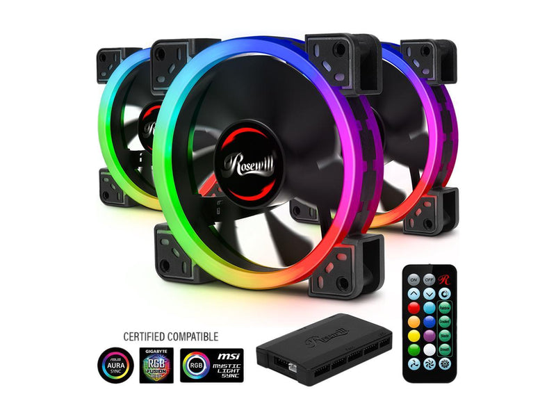 Rosewill 120mm True RGB LED Case Fan (1-Pack), Dual Ring Addressable RGB, Ultra Quiet Cooling with Long Life Rifle Bearing - RGBF-S12002
