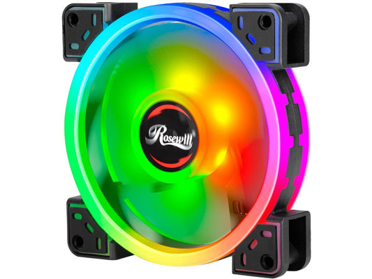 Rosewill RGBF-S12004 (1-Pack) 120mm Addressable RGB Fan, Dual Ring True RGB LED, Ultra Quiet Cooling with Long Life Rifle Bearings