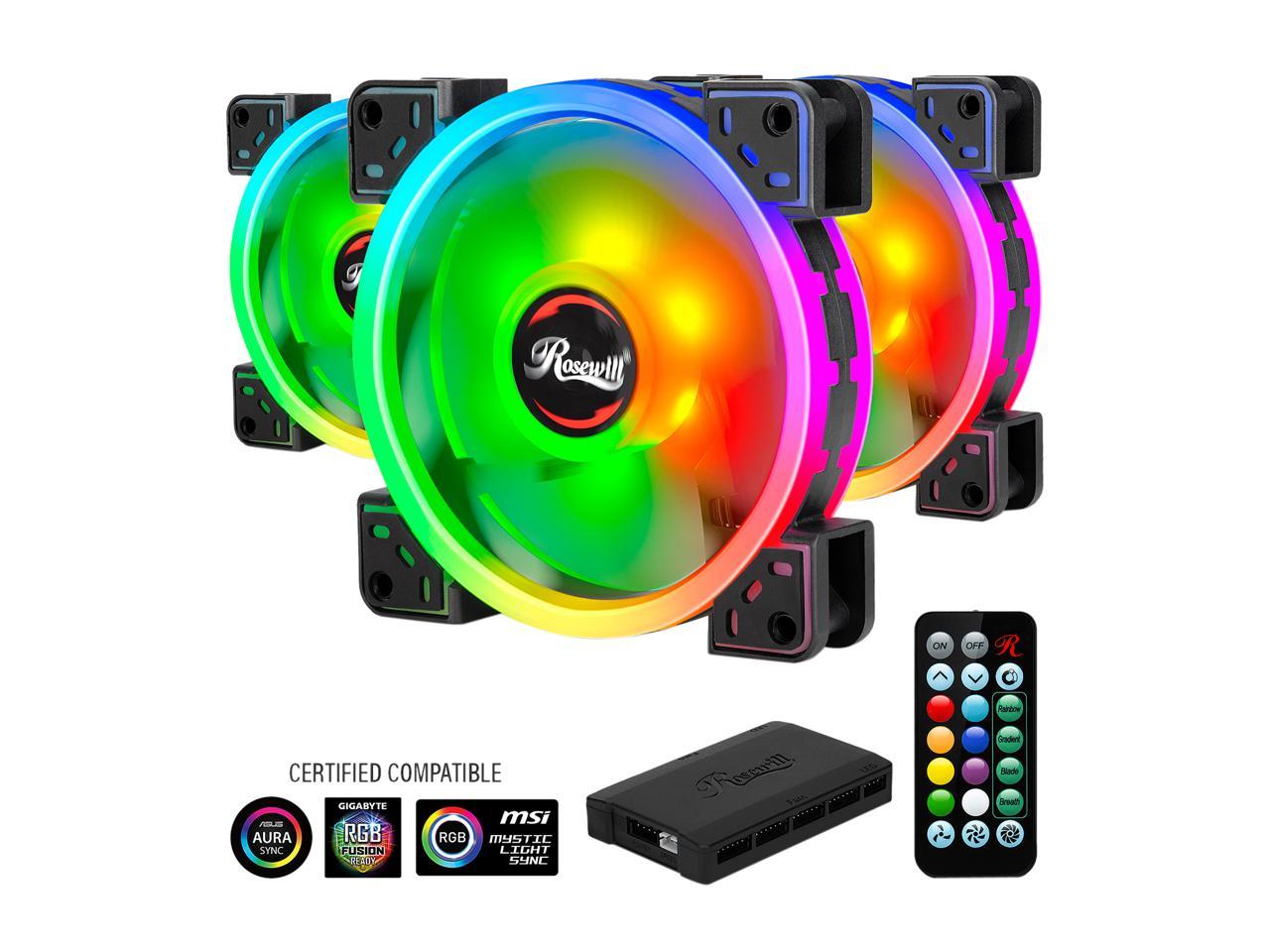 Rosewill RGBF-S12004 (1-Pack) 120mm Addressable RGB Fan, Dual Ring True RGB LED, Ultra Quiet Cooling with Long Life Rifle Bearings