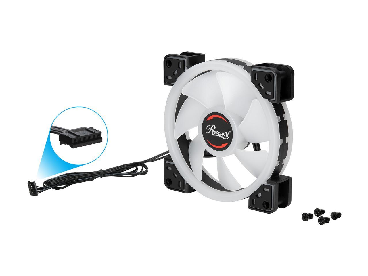 Rosewill RGBF-S12004 (1-Pack) 120mm Addressable RGB Fan, Dual Ring True RGB LED, Ultra Quiet Cooling with Long Life Rifle Bearings