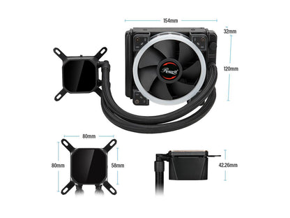 Rosewill PB120-RGB 120mm AIO CPU Liquid Cooler, All-In-One Closed Loop PC Water Cooling, Quiet Addressable RGB Ring Fan, Intel/AMD Compatible, 400mm Sleeved Tubing