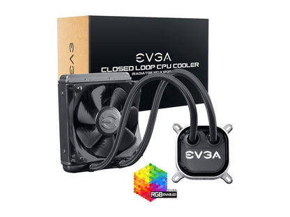 EVGA CLC 120 Liquid / Water CPU Cooler, 400-HY-CL12-V1, 120mm Radiator, RGB LED with EVGA Flow Control Software