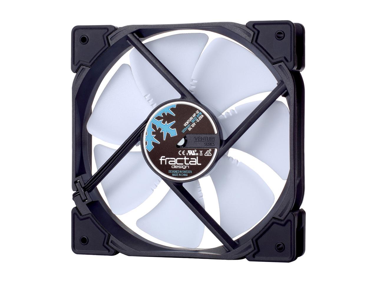 Fractal Design Venturi HP-12 120mm High Pressure PWM Fluid Dynamic Bearing Black/White Radiator Optimized Computer Case Fan