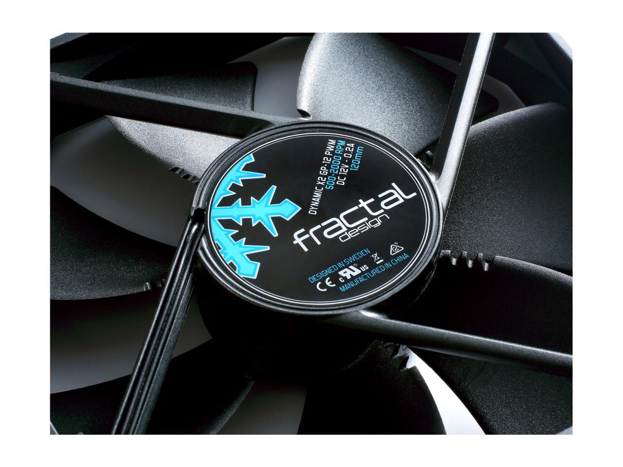 Fractal Design Dynamic X2 PWM GP-12 120mm High Durability Long Life Sleeve Bearing Black Edition Radiator Optimized Computer Case Fan