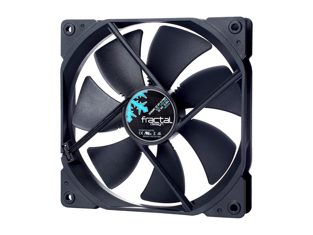 Fractal Design Dynamic X2 PWM GP-14 140mm High Durability Long Life Sleeve Bearing Black Edition Radiator Optimized Computer Case Fan