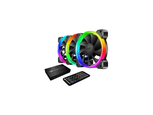 Cougar Hydraulic Vortex RGB HPB 120 mm Cooling Kit with Tri-Directional Lighting and Remote Control (3 pack)