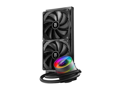 DeepCool CASTLE 280EX AIO Liquid CPU Cooler, Anti-Leak Technology, Two TF140S PWM Fans, Addressable RGB Controller and 5V 3-Pin Motherboard