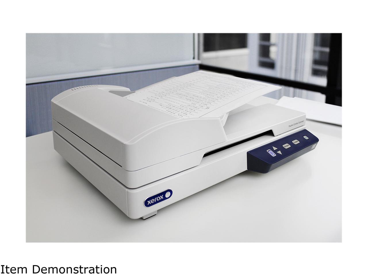 XEROX XD-Combo 600 dpi 24-bit color, 8-bit grayscale, 1-bit black & white Hi-speed USB 2.0 (3.0 compatible) Interface Flatbed or Automatic Document Feeder (Duplex) Duplex Combo Scanner