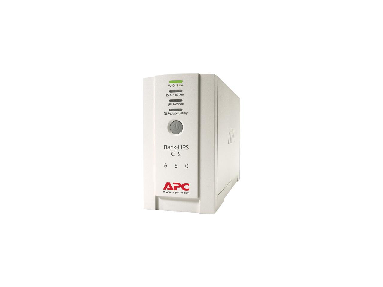 APC BK650EI 650 VA 400 Watts (1) IEC 320 C13 (Surge Protection) (3) IEC 320 C13 (Battery Backup) Outlets Back-UPS CS 650 USB/Serial, European version- Beige finish European Version - 240V