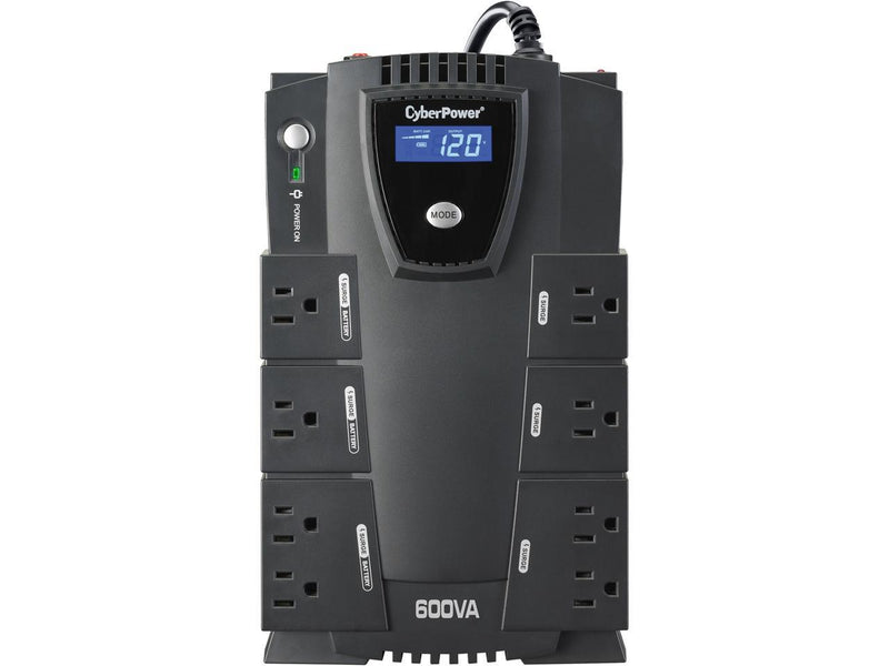 CyberPower Intelligent LCD Series CP600LCD 600VA 340W 4 x 5-15R Battery/Surge Protected 4 x 5-15R Surge Protected Outlets UPS