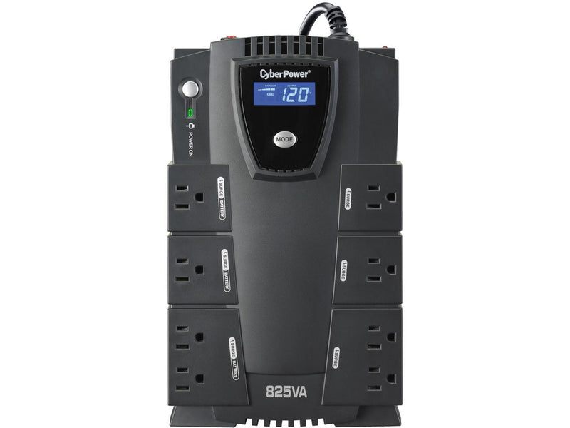 CyberPower Intelligent LCD Series CP825LCD 825 VA 450 Watts 4 x 5-15R Battery/Surge Protected 4 x 5-15R Surge Protected Outlets UPS
