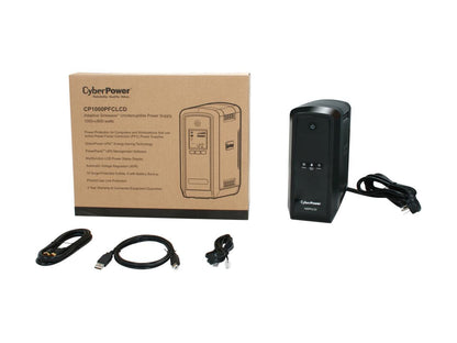 CyberPower CP1000PFCLCD UPS 1000 VA / 600 Watts PFC compatible Pure Sine Wave