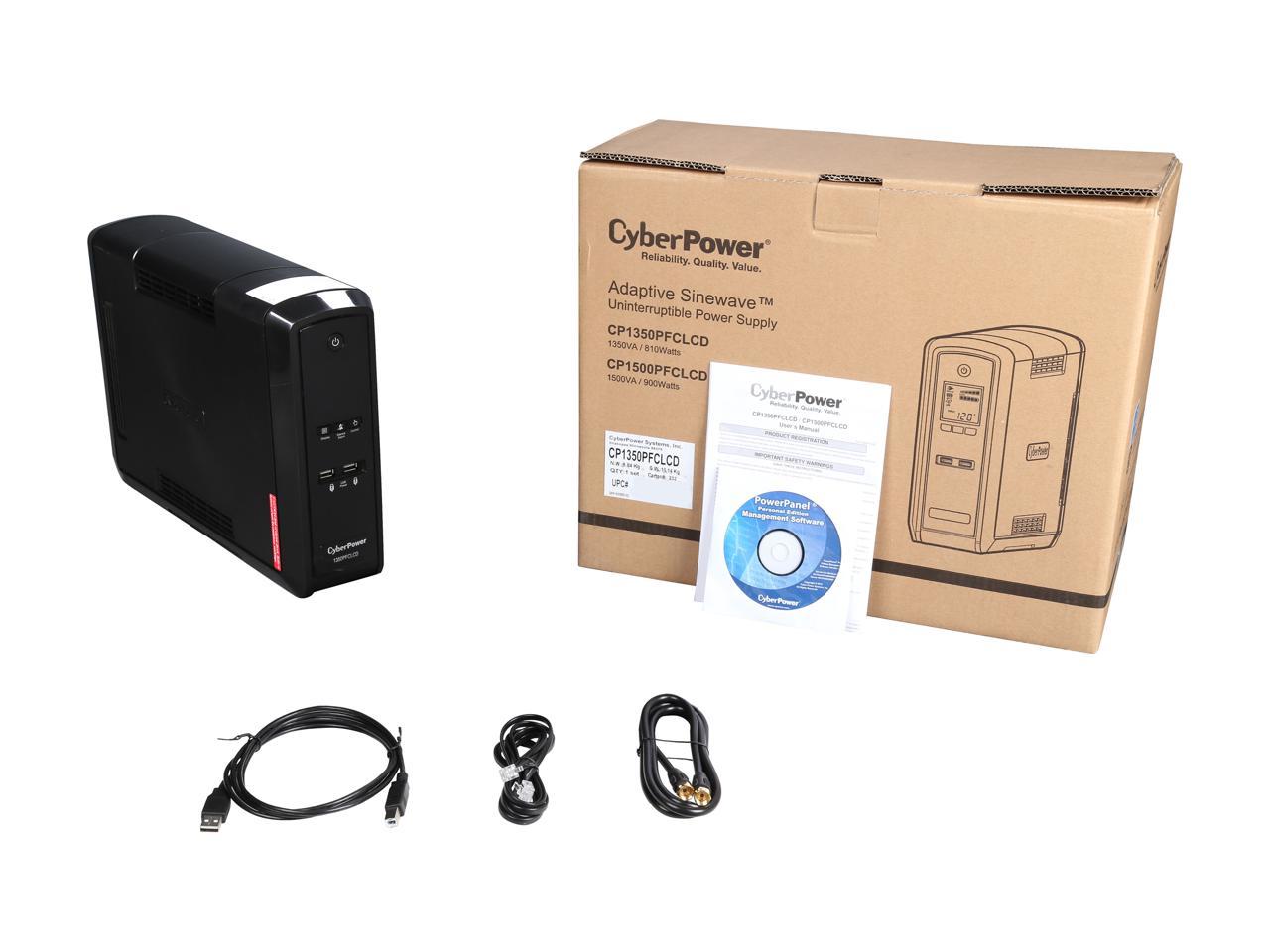 CyberPower CP1350PFCLCD 1350 VA / 810 Watts PFC Pure Sine Wave UPS w/ USB Charging Ports