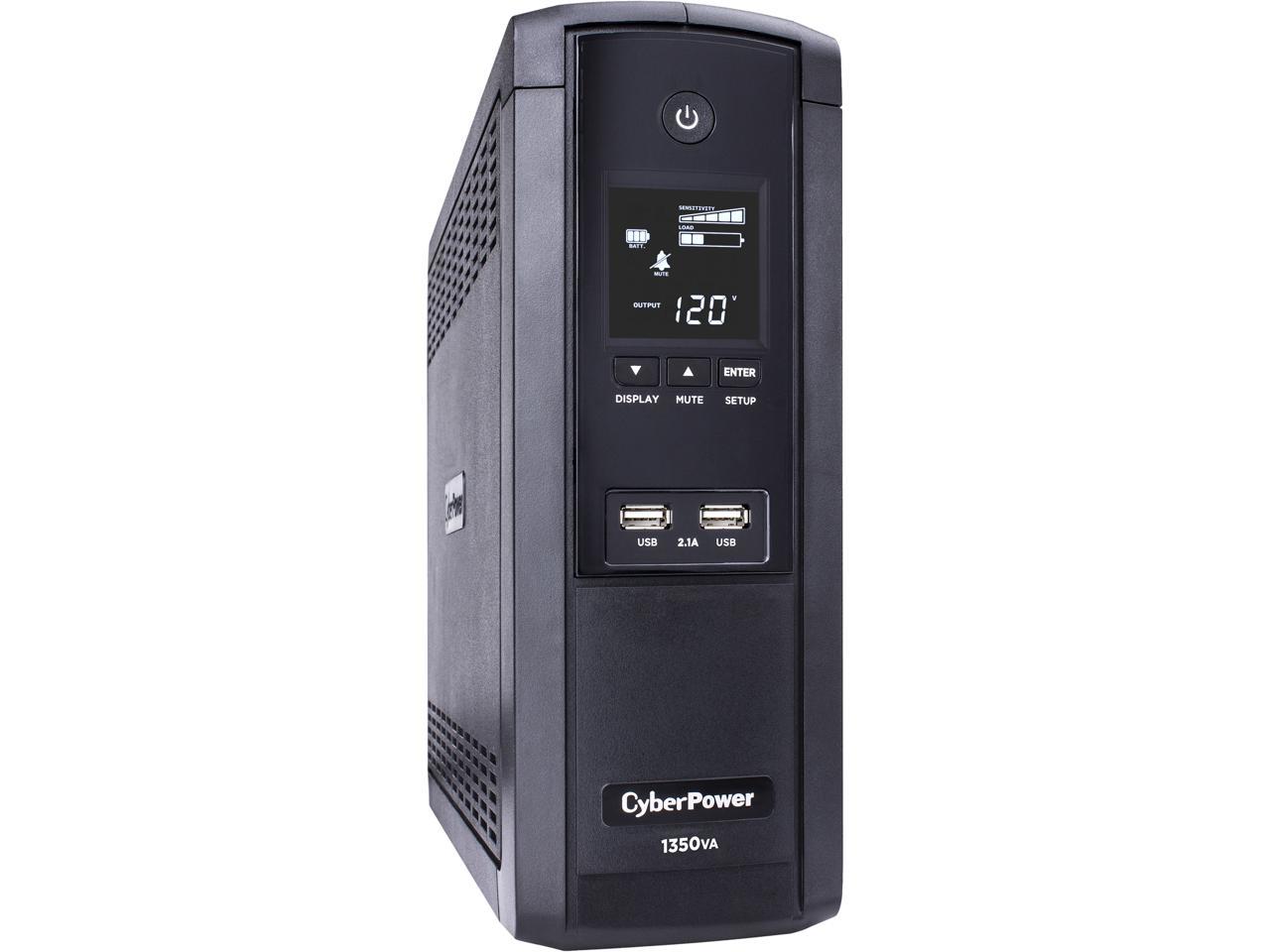 CyberPower BRG1350AVRLCD 1350 VA / 810 Watts, 12 Outlets, AVR, Intelligent LCD Mini-Tower UPS System