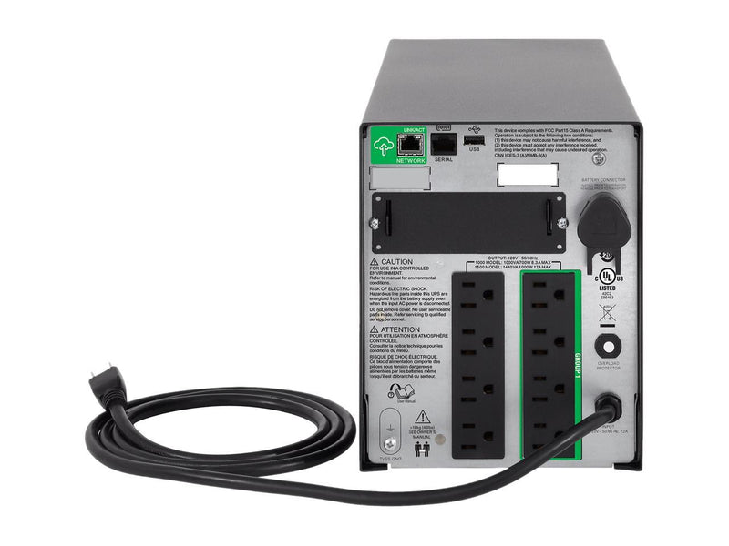 APC SMT1500C 1440 VA 1000 Watts 120V 8 Outlets Pure Sinewave Smart-UPS with SmartConnect (Replaces SMT1500)