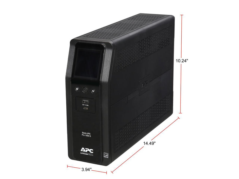 APC BR1500MS 1500 VA Pure SineWave 10 Outlets 2 USB Charging Ports Back-UPS Pro Battery Backup, Replaces BR1500G