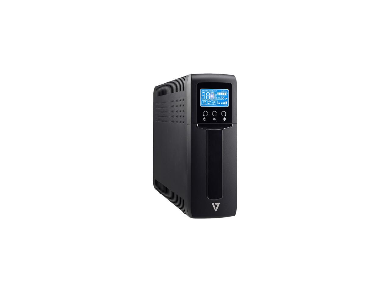 V7 UPS1TW1500-1N UPS 1500VA Tower (900W, 10 Outlets NEMA 5-15 (B) (5 Battery Backup+5 Surge only), Boost, AVR, LCD-Display, USB, Simulated Sine Wave, Line Interactive, 6ms Transfer time) Black