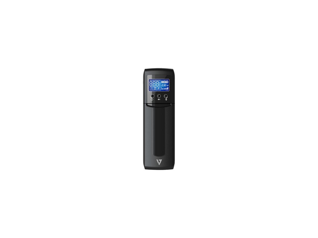 V7 UPS1TW1500-1N UPS 1500VA Tower (900W, 10 Outlets NEMA 5-15 (B) (5 Battery Backup+5 Surge only), Boost, AVR, LCD-Display, USB, Simulated Sine Wave, Line Interactive, 6ms Transfer time) Black