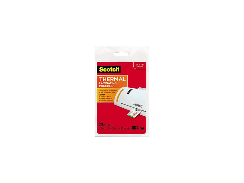 TP5851-20 Scotch Business card size thermal laminating pouches, 5 mil, 3 3/4 x 2 3/8, 20/pack