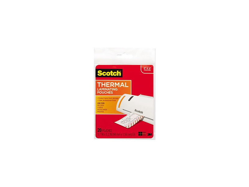 TP5902-20 Scotch Index card size thermal laminating pouches, 5 mil, 5 3/8 x 3 3/4, 20/pack
