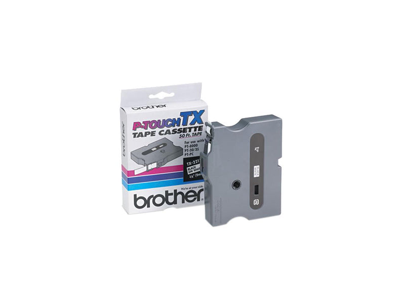 Brother TX2211 P-touch Laminated Tape, 9mm (0.35") Black on White tape for P-Touch 15m (50 ft)