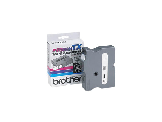 Brother TX3551 TX Tape Cartridge for PT-8000, PT-PC, PT-30/35, 1w, White on Black