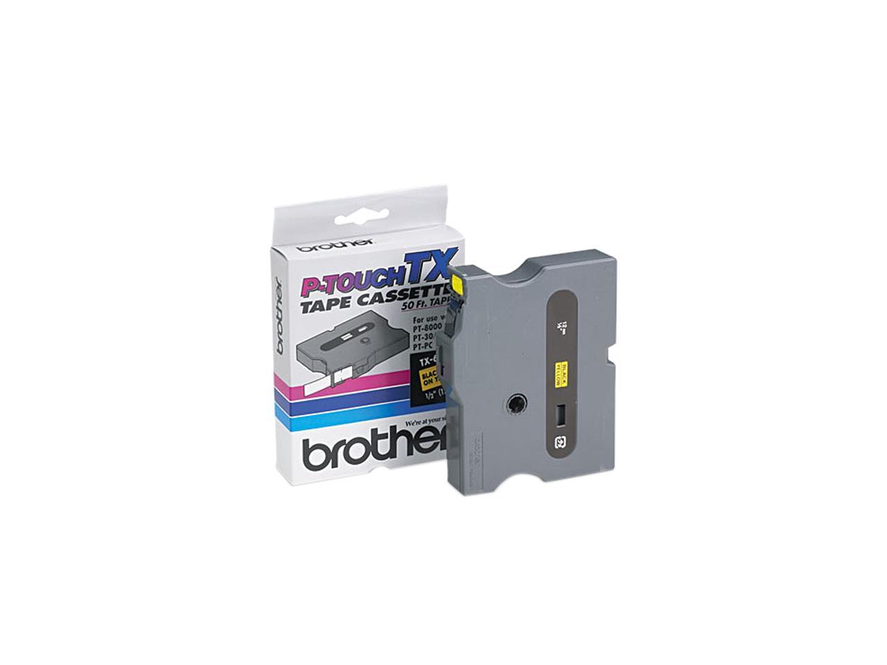 Brother TX-6311 TX Tape Cartridge for PT-8000, PT-PC, PT-30/35, 1/2w, Black on Yellow