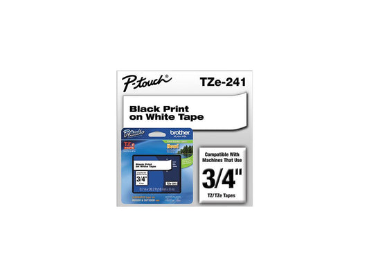 Brother P-Touch TZE241 TZe Standard Adhesive Laminated Labeling Tape, 3/4w, Black on White