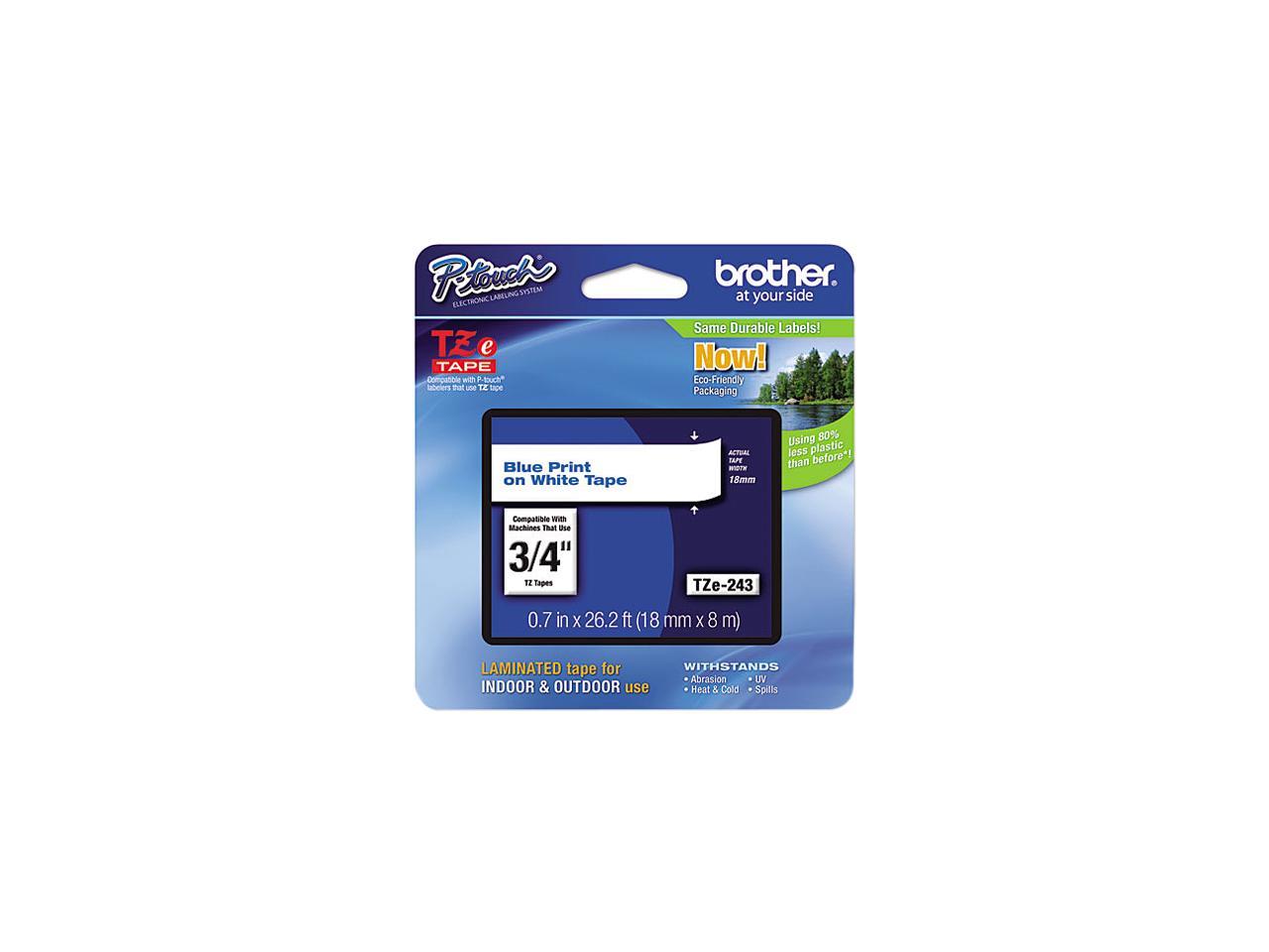 Brother P-Touch TZ Series Lettering Tape , 0.75"w, Blue on White
