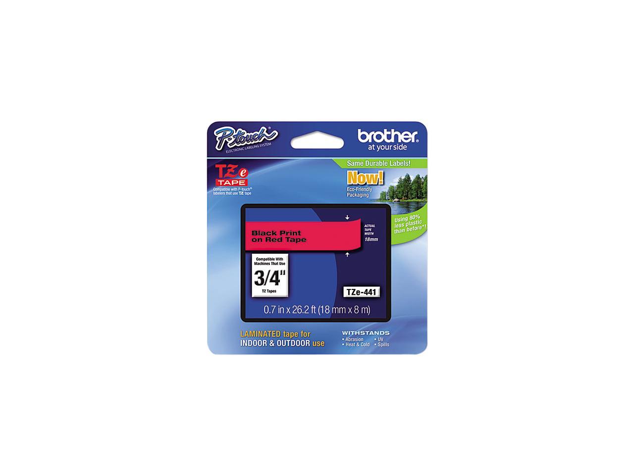 Brother P-Touch TZ Series Lettering Tape, 0.75", Black on Red