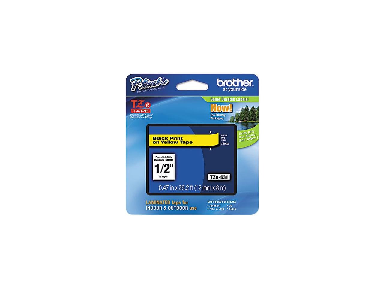 Brother P-Touch TZ Series Tape Cartridge, 0.5", Black on Yellow