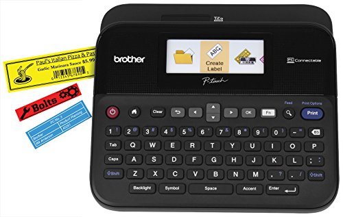 Brother P-touch Label Maker, PC-Connectable Labeler, Color Display, High-Resolution PC Printing, Black, Black/gray PTD600