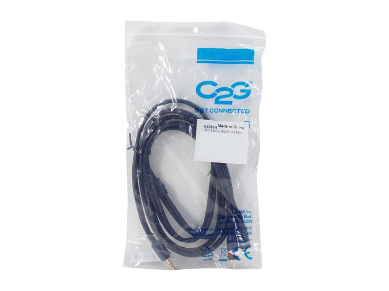 C2G 40614 Velocity One 3.5mm Stereo Male to Two RCA Stereo Male Y-Cable, Blue (6 Feet, 1.82 Meters)